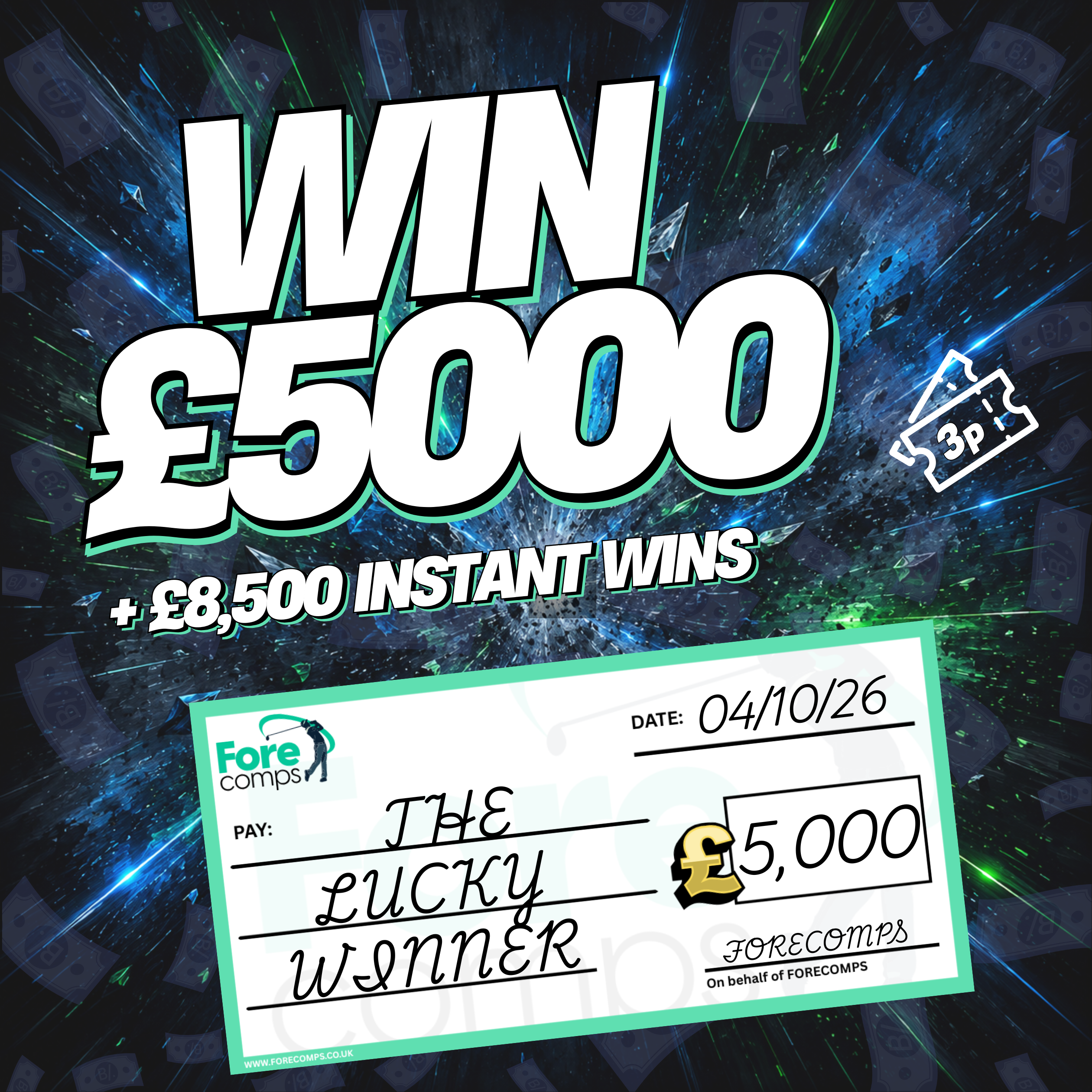 WIN £5,000 IN A LIVE DRAW ! + £8,500 CASH TO BE WON INSTANTLY ! 2p LAUNCH SALE !