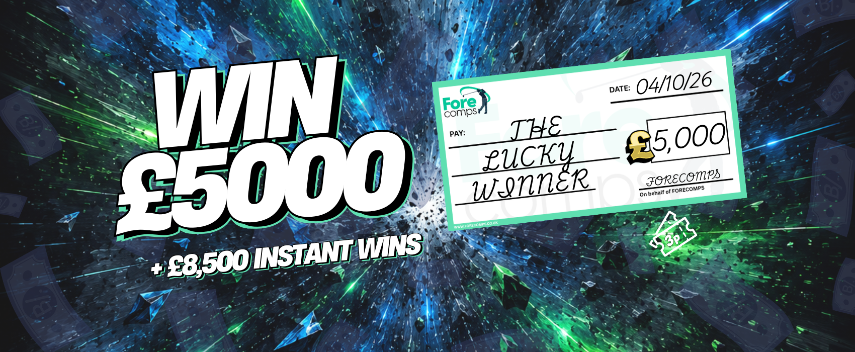 WIN £5,000 IN A LIVE DRAW ! + £8,500 CASH TO BE WON INSTANTLY ! 2p LAUNCH SALE !