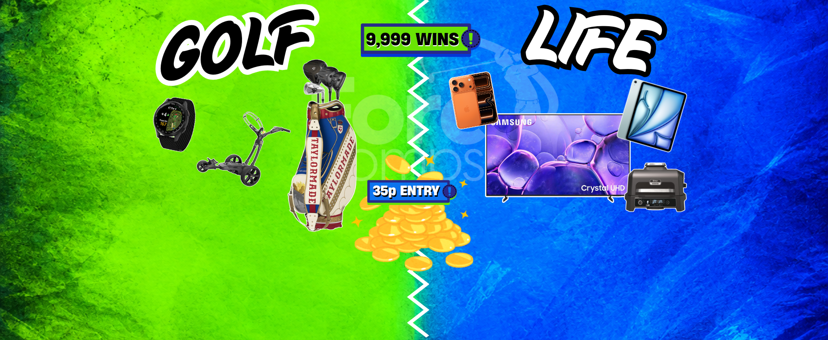 GOLF – LIFE STYLE INSTAWIN – 9999 PRIZES – £500 END BONUS PRIZE